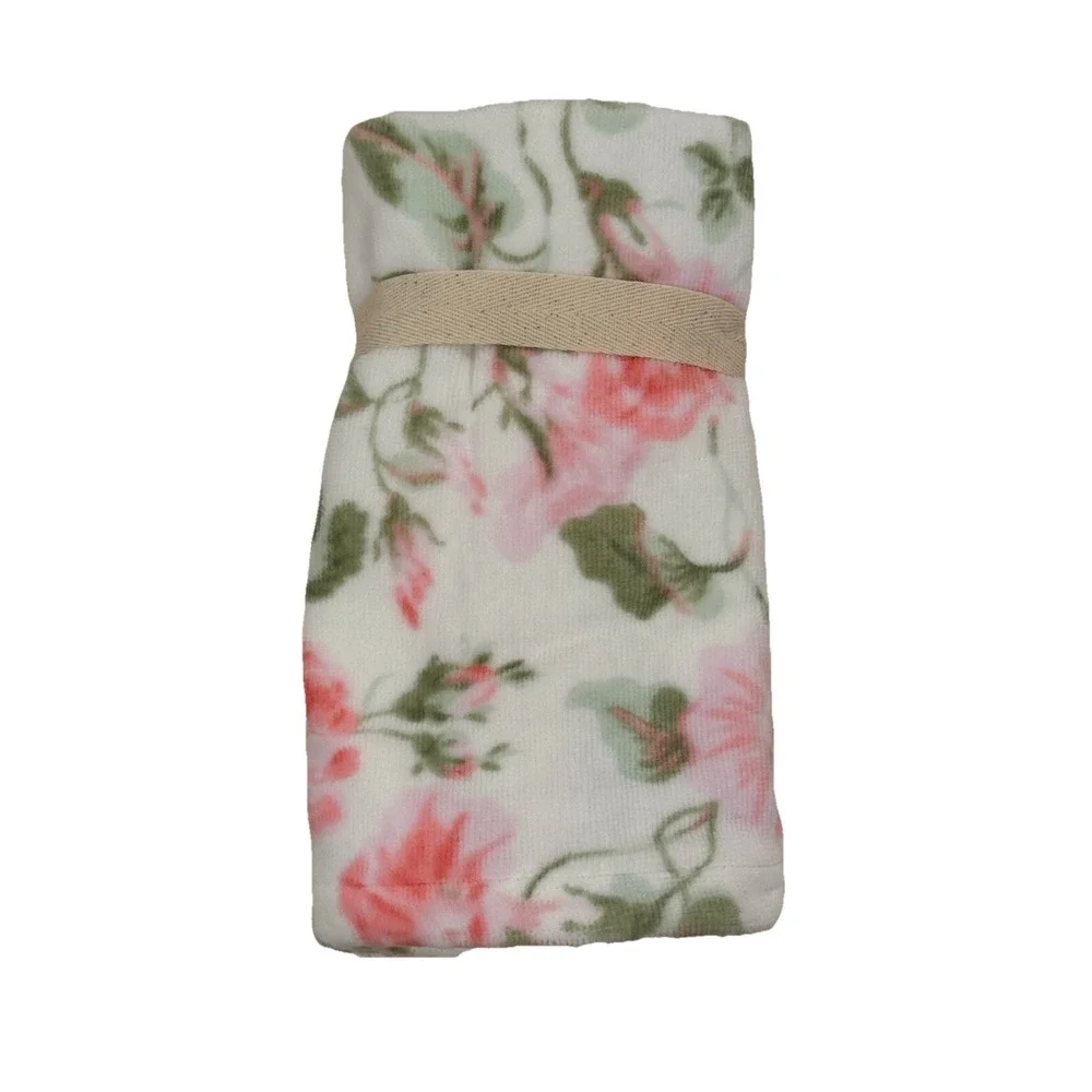 Laura Ashley Fingertip‎ Towels Set Floral Morning Gloria 2 Pcs Pink Green NWT